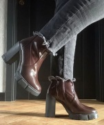 ALDO – lakierowane botki na platformie – burgund / bordo – mega kobiece