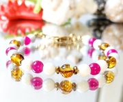 BRANSOLETKA BURSZTYN KAMIEŃ JADEIT STAL SZLACHETNA 316L NA RĘKĘ NOGĘ 