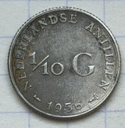 #4014 Antyle Holenderskie 1/10 guldena 1956 srebro 