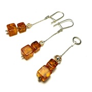 Fiolekart - Komplet, biżuteria artystyczna - bursztyn, Swarovski