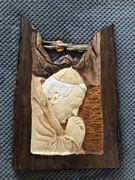 Płaskorzeźba drewniana, ręcznie robiona, lipa, 47x32 cm