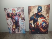 Zestaw 2 Obrazków do powieszenia Iron Man i Kapitan Ameryka stan idealny