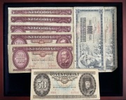 Banknoty zestaw - Węgry, Jugosławia, Czechosłowacja,Włochy, Grecja, Rumunia