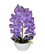 Sztuczny Storczyk dwupędowy gumowy w Doniczce Dwa Pędy Orchidea Dekoracja