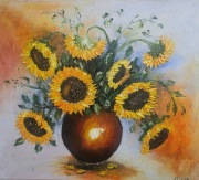 Obraz olejny na płótnie 60 x 70cm Słoneczniki Kwiaty Martwa natura