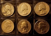 USA 6 x  Quarter Dollar 90 % Silver Washington  Quarters  srebro Ag 900