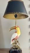 Lampa mosiądz , porcelana tukan