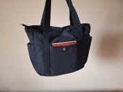 czarna damska torba płócienna na ramię, shopper bag