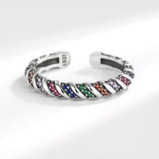 Obrączka srebrna multicolor regulowana 925