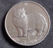 1 Crown , Isle of Man 1989, Kot Perski, Wyspa Man Korona  UNC