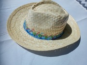 Kapelusz słomkowy plażowy lato wakacje ogród ręcznie malowany