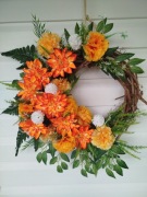 Nowy wianek na grób drzwi pomarańczowy 