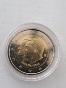 26. Hiszpania 2014. Zmiana na tronie. Moneta 2 euro €. Mennicza. W kapslu