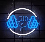 NEON SIŁOWNIA SZTANGA SZYLD FITNESS HANTLE LAMPKA NOENOWA LED USB BICEPS 