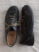 Czarne eleganckie skórzane buty sportowe oksfordki trampki Finn Comfort 38