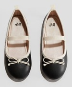 Balerinki czarne z kremową kokardką nowe H&M r. 24 (wkładka 15,2 cm)