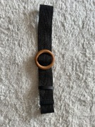 Pleciony pasek koło czarny drewno boho vintage
