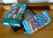 Skórzany portfel damski ręcznie malowany