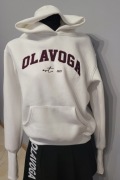 Nowa bluza z kapturek olavoga ecru z bordowe logo UNI 