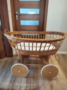 Duży kosz mojżesza wiklinowy dla niemowlaka, prezent  107x77x75