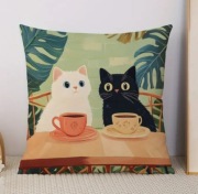 Poszewka na poduszkę towarzyskie kotki, vintage, 45x45cm (wysyłka 12h)