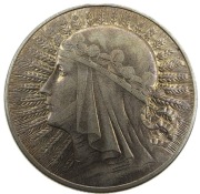 10 ZŁ Głowa Kobiety 1933 II RP, ŁADNA