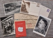 Legitymacja + zaświadczenie  + widokówki propagandowe.