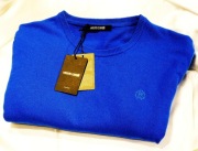 Roberto Cavalli sweter L/XL merino kaszmir Italy niebieski Italy lacoste lv