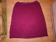 Spódnica wełniana robiona na drutach bordowa bordo PRL vintage wełna