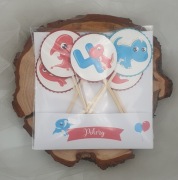 Pikery ozdoba do ciast urodzinki Baby Dino cyfra do wyboru