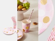 Papierowe naczynia imprezowe, talerze kubki słomki