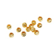 Koraliki Dystansowe, Kulka żebrowana, Pozłacane 18K, 3 mm., 20 szt.