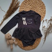 Body baletnica bawełniane 74 falbanka tiulowe długi rękaw