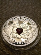 year of the rabbit 2010 dollar srebro kolor serce piękna proof Walentynki