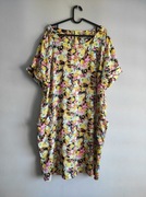 Sukienka damska kwiatowa żółta kieszenie krótki rękaw rozmiar 52