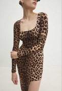 Answear Lab sukienka panterka s 36 mini midi dopasowana rękaw