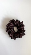 Puszysta Gumka do włosów Scrunchie Premium Satyna Jedwab Brąz Czekolada M