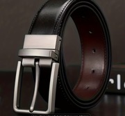 Pasek z obrotową klamrą,dwa kolory w jednym pasku: brązowy/czarny