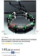 BRANSOLETKA KAMIEŃ TRZY RUNY DO WYBORU WYMIAR STAL 316L STYL WIKINGÓW 