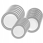 SERWIS OBIADOWY 18 ELEM DLA 6 OSÓB KPL TALERZY ZE ZDOBIENIEM W ŁEZKI SZKŁO