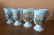 Piękne 4szt. Kubki psy myśliwskie.  Wyżeł niemiecki,  płochacz, setter. XXw