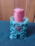 Świecznik szklano-metalowy