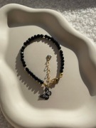 Czarny turmalin fasetowany bransoletka z kamieni naturalnych boho motyl