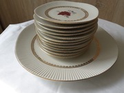 Komplet talerzy do ciasta porcelana Chodzież PRL 