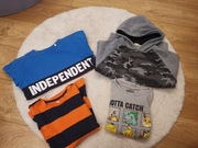 Zestaw ubrań rozm. 140 bluza x2, bluzki x2 pokemon, moro