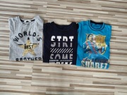 3 szt. T-shirt chłopięcy, bawełniane z nadrukami i naszywkami, r.140