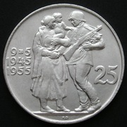 Czechosłowacja 25 koron 1955 - rocznica wyzwolenia - srebro