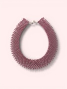 Naszyjnik kolia kołnierzyk – łemkowska krywulka z koralików, róż winogron