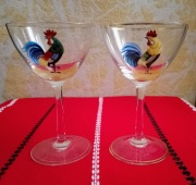 Vintage lata 40te ręcznie malowane dwa kieliszki koktajlowe Francja.     86