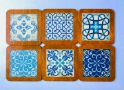 Zestaw 6 drewnianych dekoracyjnych podkładek Azulejos